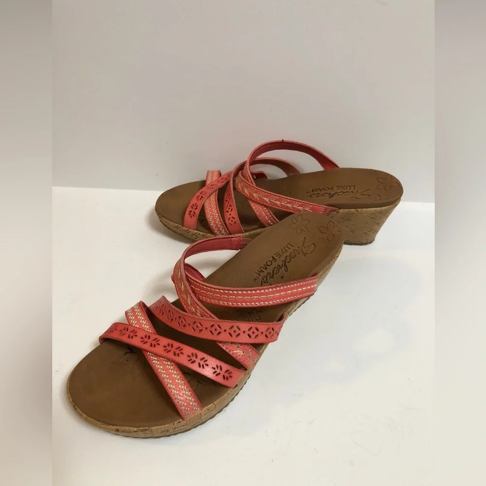 Women Shoes Skechers Beverlee Luxe Foam Wedge in Coral Size 7.5